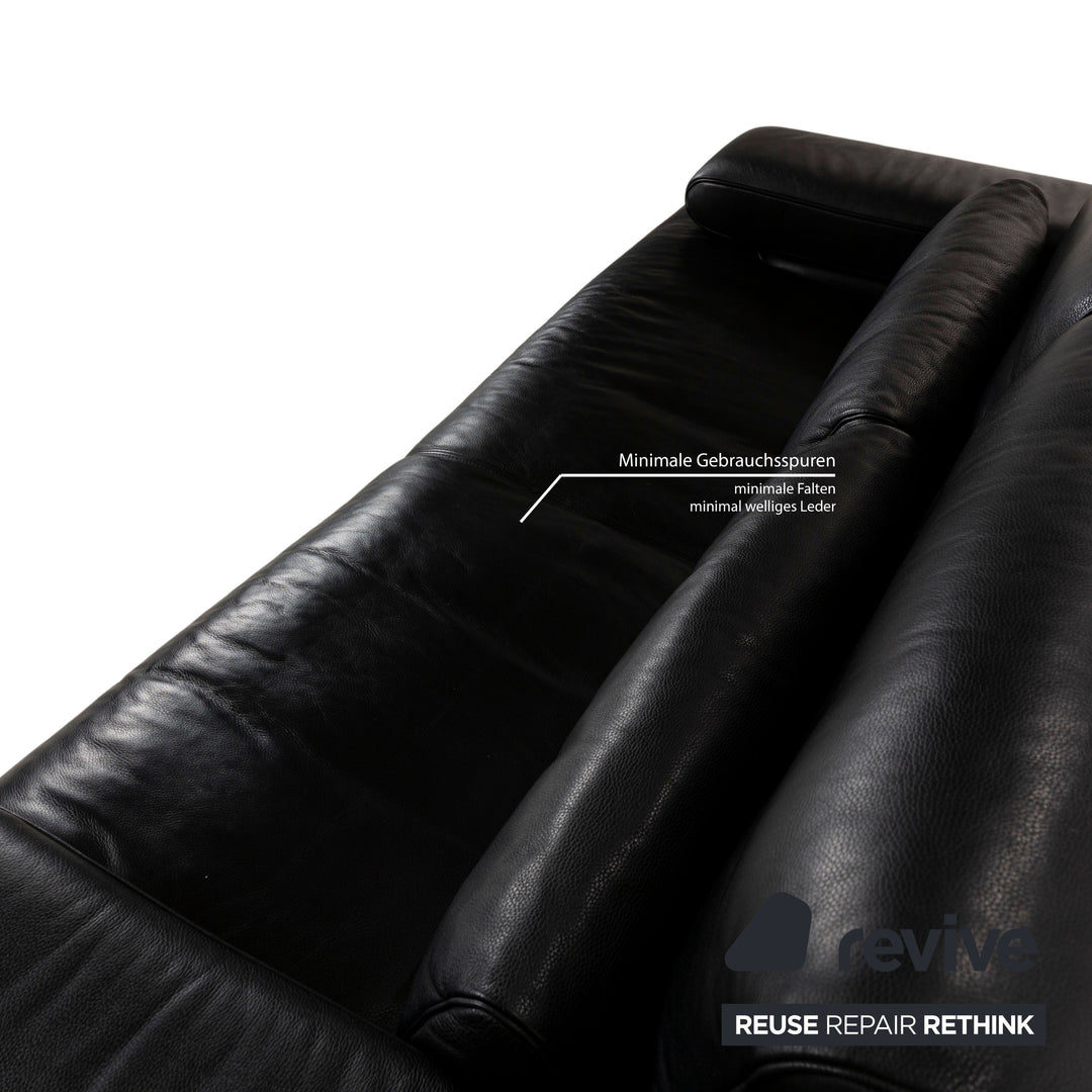 Rolf Benz 6500 leather two-seater black sofa couch