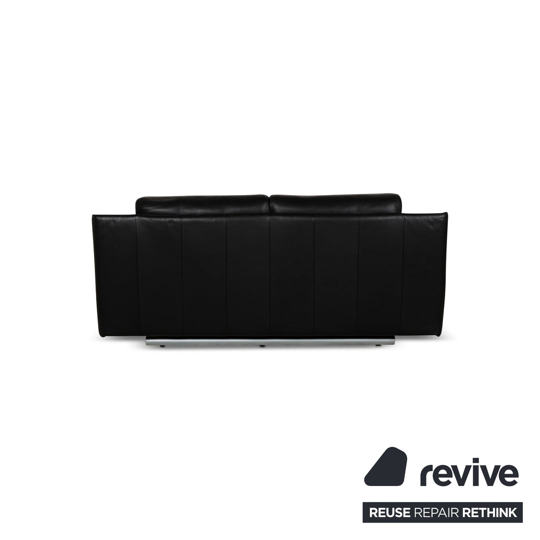 Rolf Benz 6500 leather two-seater black sofa couch