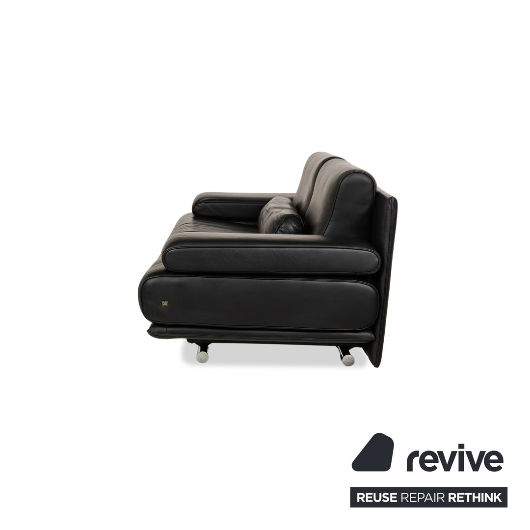 Rolf Benz 6500 leather two-seater black sofa couch