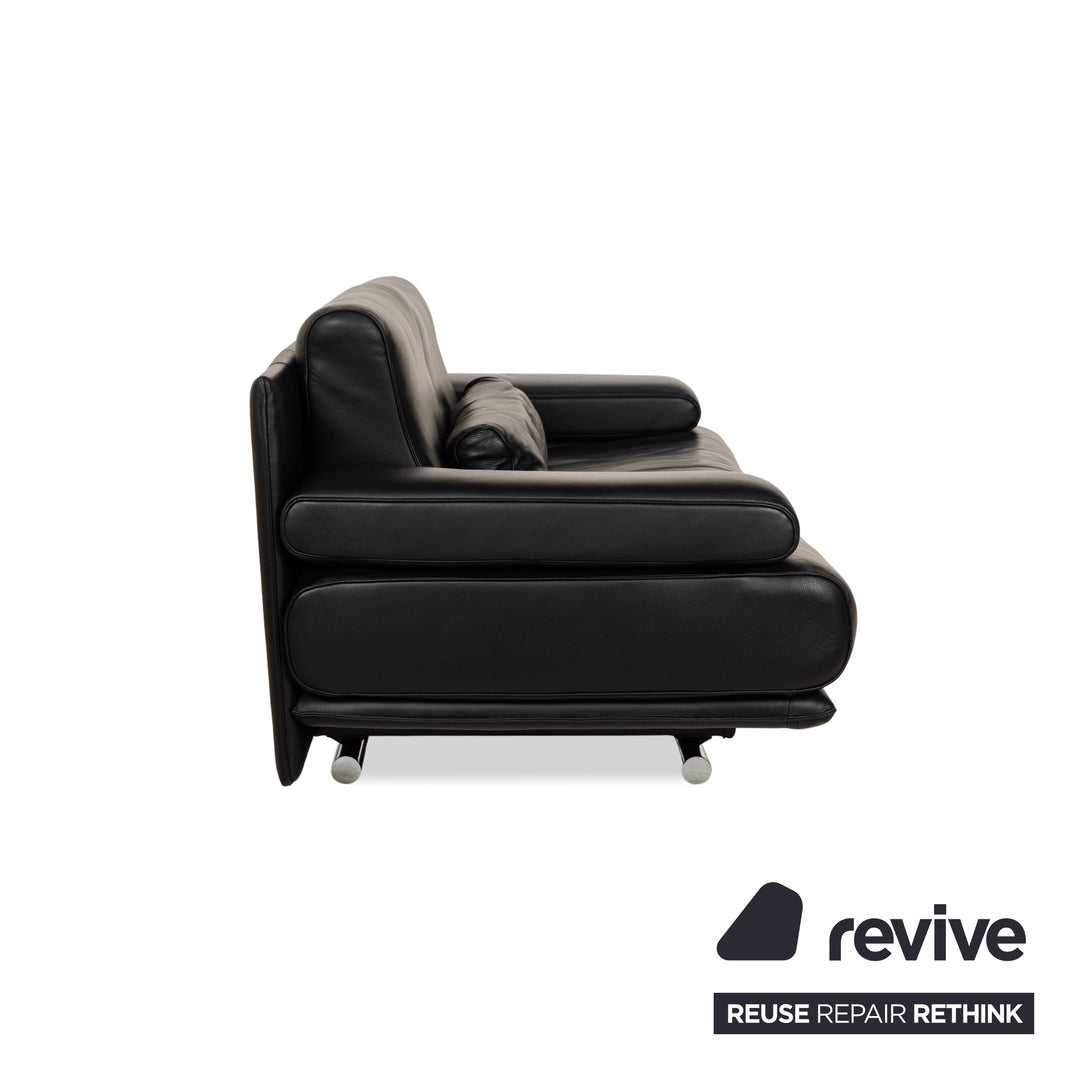 Rolf Benz 6500 leather two-seater black sofa couch