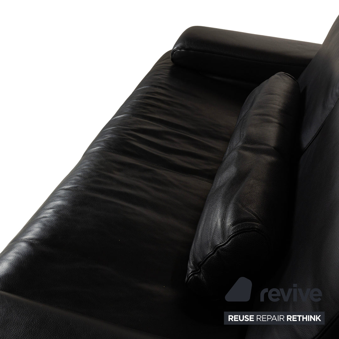 Rolf Benz 6500 leather two-seater black sofa couch