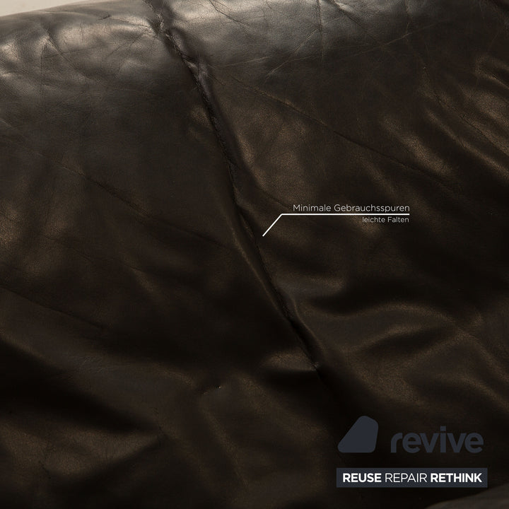 Rolf Benz 6500 leather two-seater black sofa couch