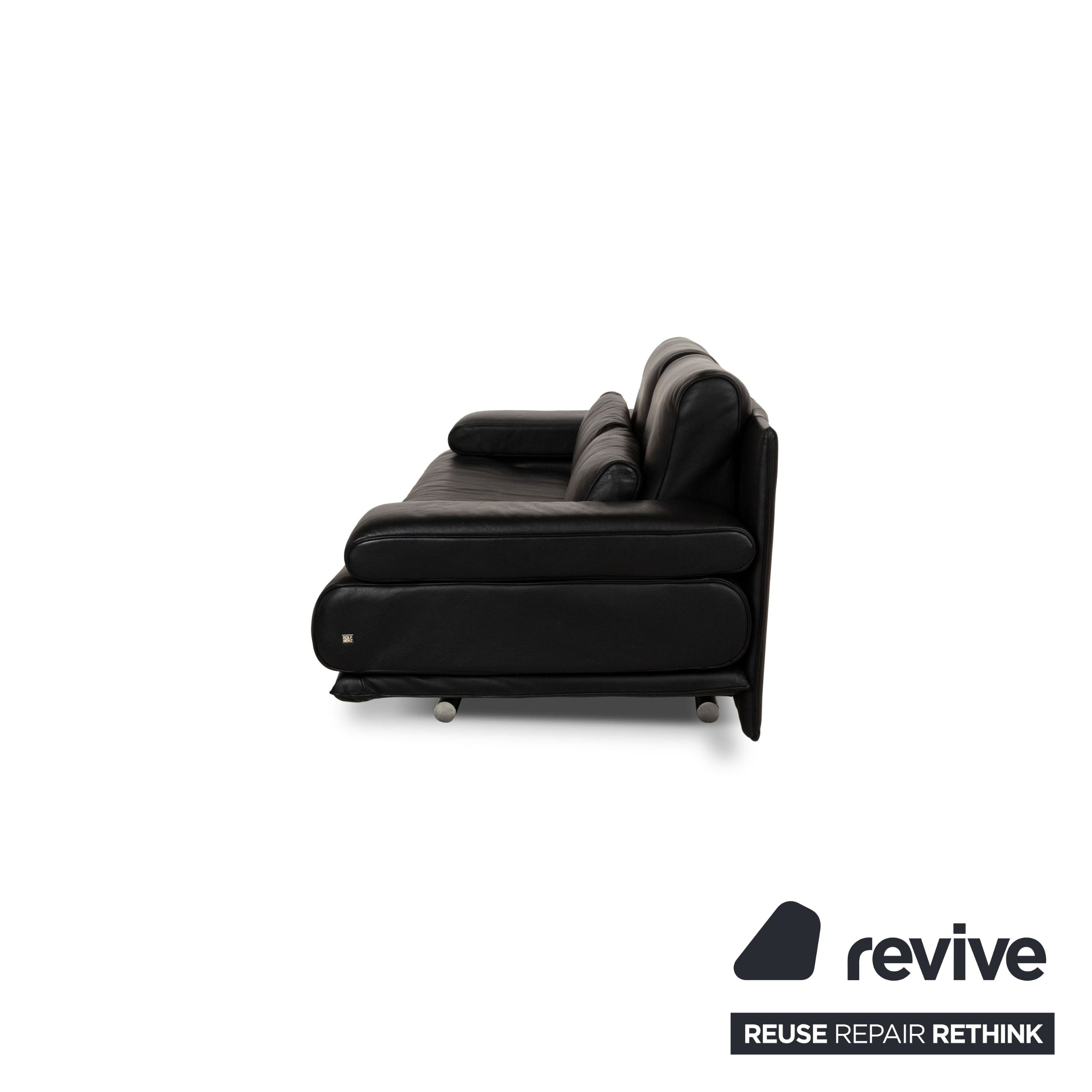 Rolf Benz 6500 leather two-seater black sofa couch