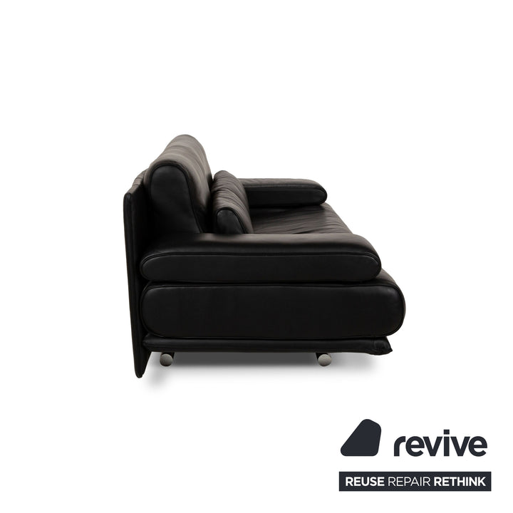 Rolf Benz 6500 leather two-seater black sofa couch