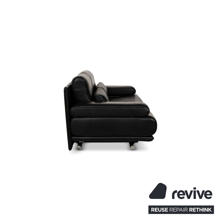 Rolf Benz 6500 leather two-seater black sofa couch