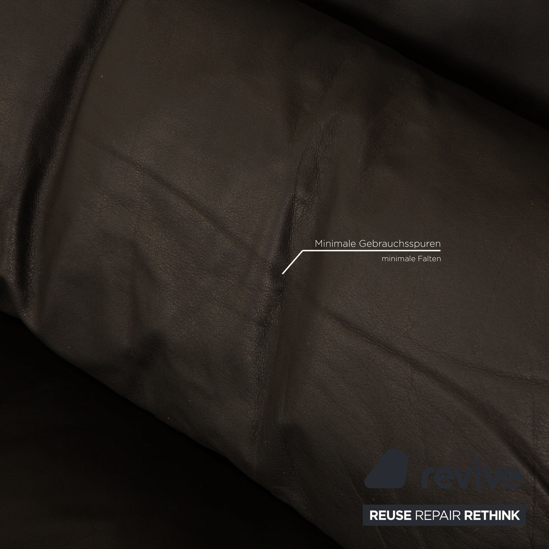 Rolf Benz 6500 leather two-seater black sofa couch