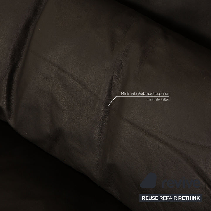 Rolf Benz 6500 leather two-seater black sofa couch