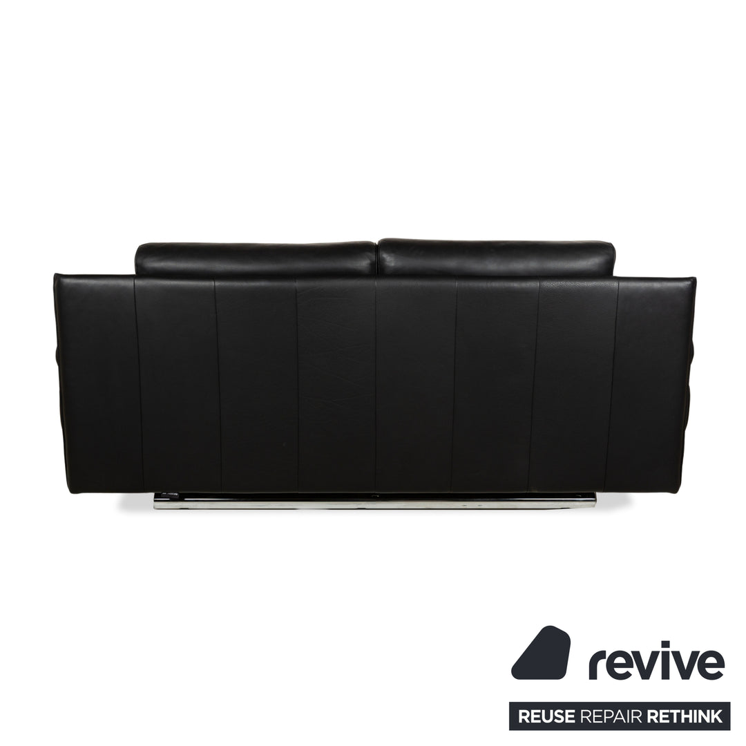 Rolf Benz 6500 leather two-seater black sofa couch