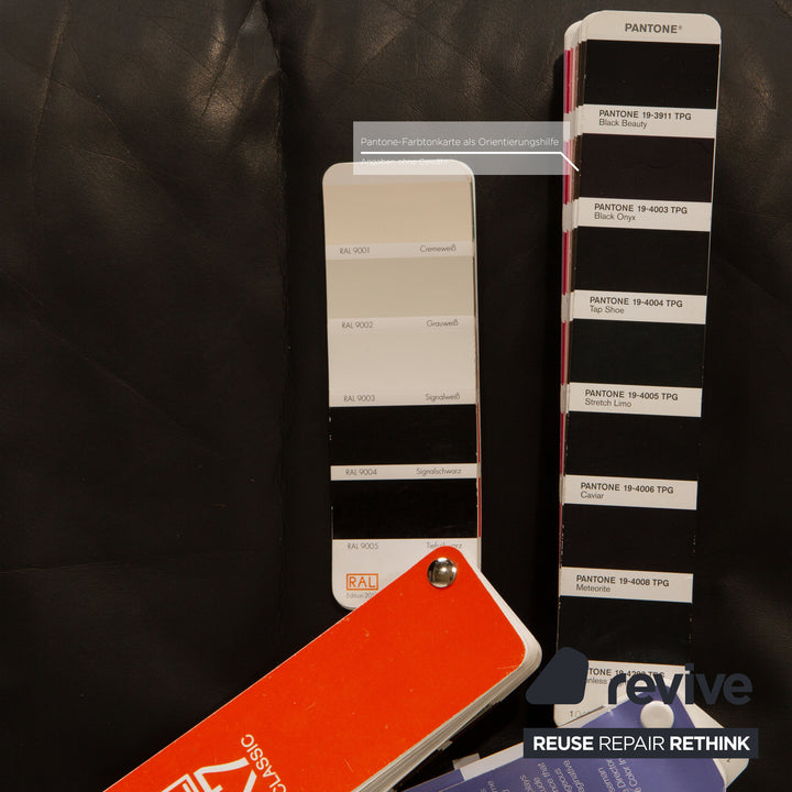 Rolf Benz 6500 leather two-seater black sofa couch