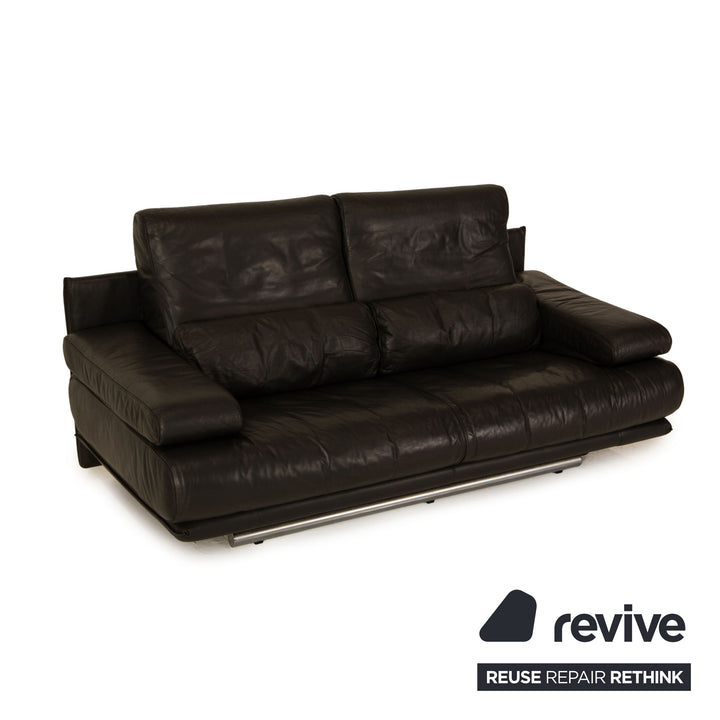 Rolf Benz 6500 leather two-seater black sofa couch