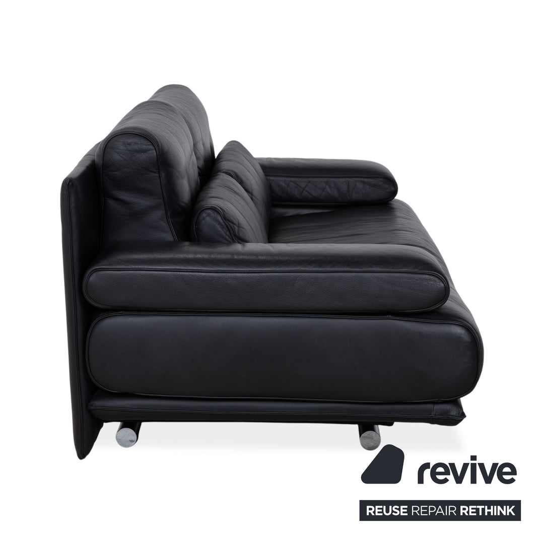 Rolf Benz 6500 canapé deux places en cuir noir fonction manuelle
