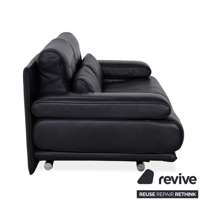 Rolf Benz 6500 canapé deux places en cuir noir fonction manuelle
