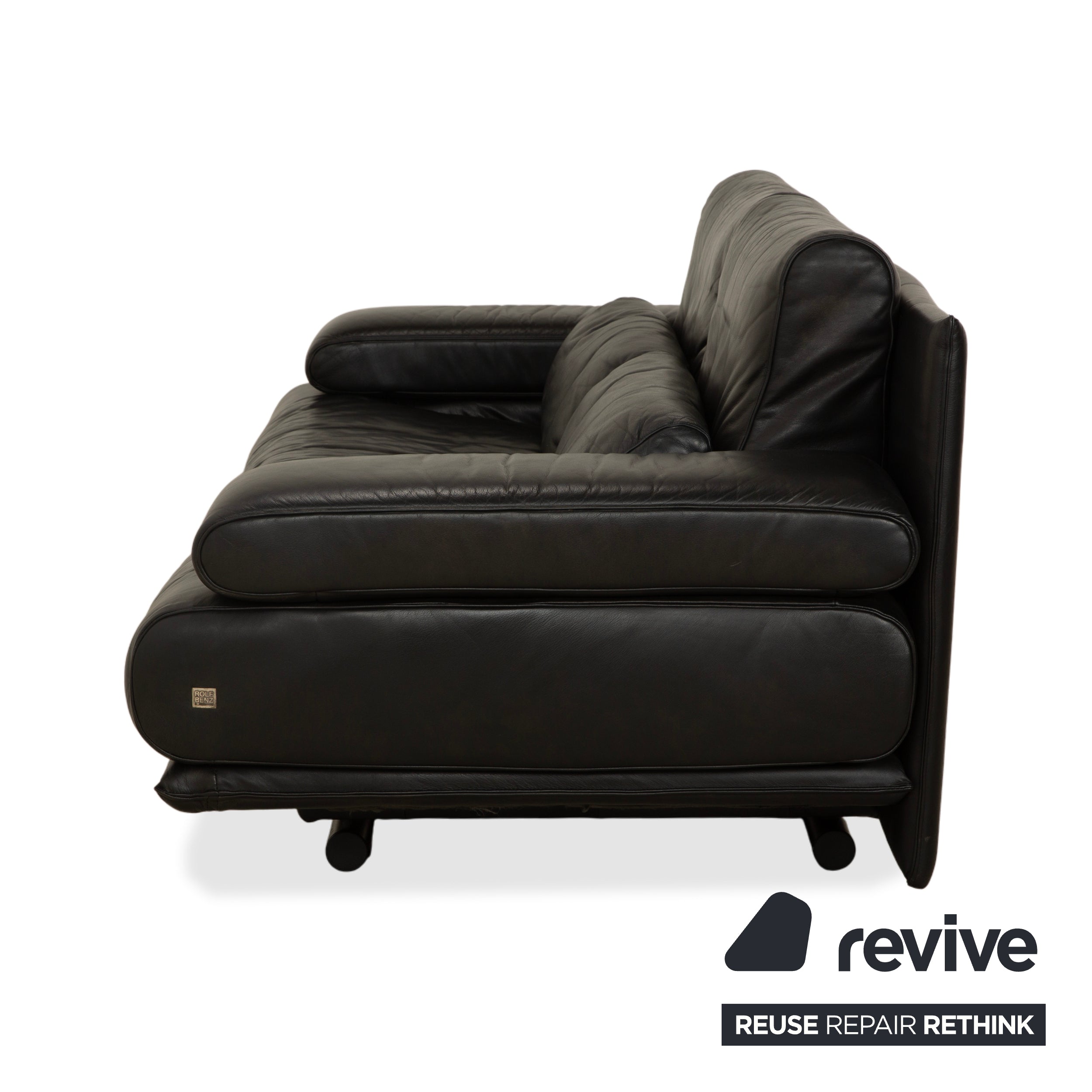 Rolf Benz 6500 Leder Zweisitzer Schwarz Sofa Couch manuelle Funktion
