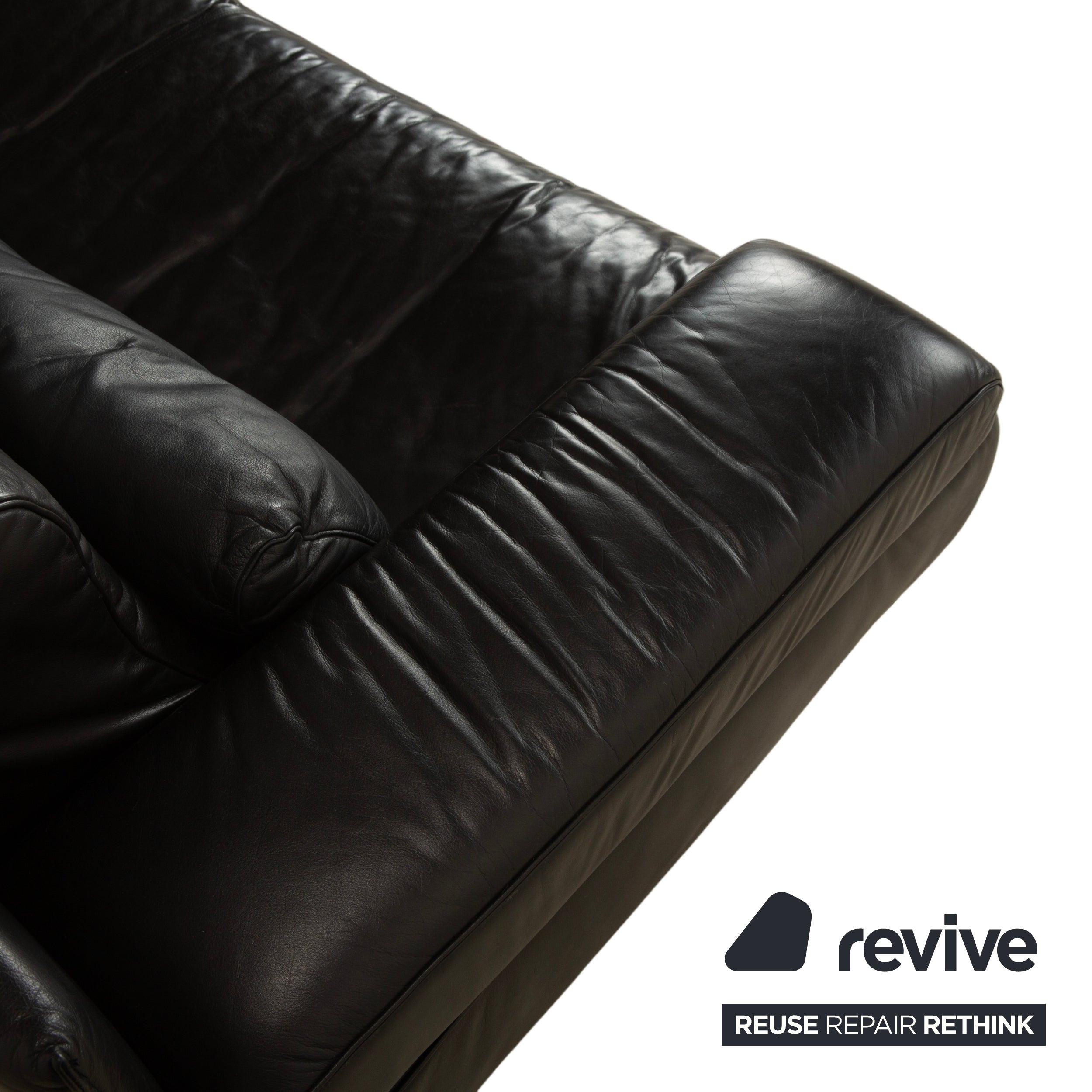 Rolf Benz 6500 Leder Zweisitzer Schwarz Sofa Couch manuelle Funktion