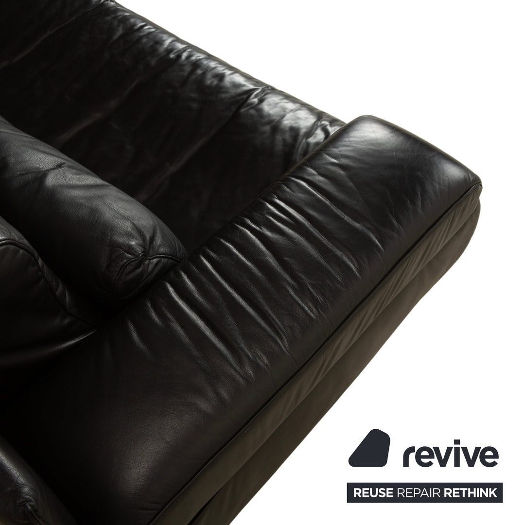 Rolf Benz 6500 Leder Zweisitzer Schwarz Sofa Couch manuelle Funktion