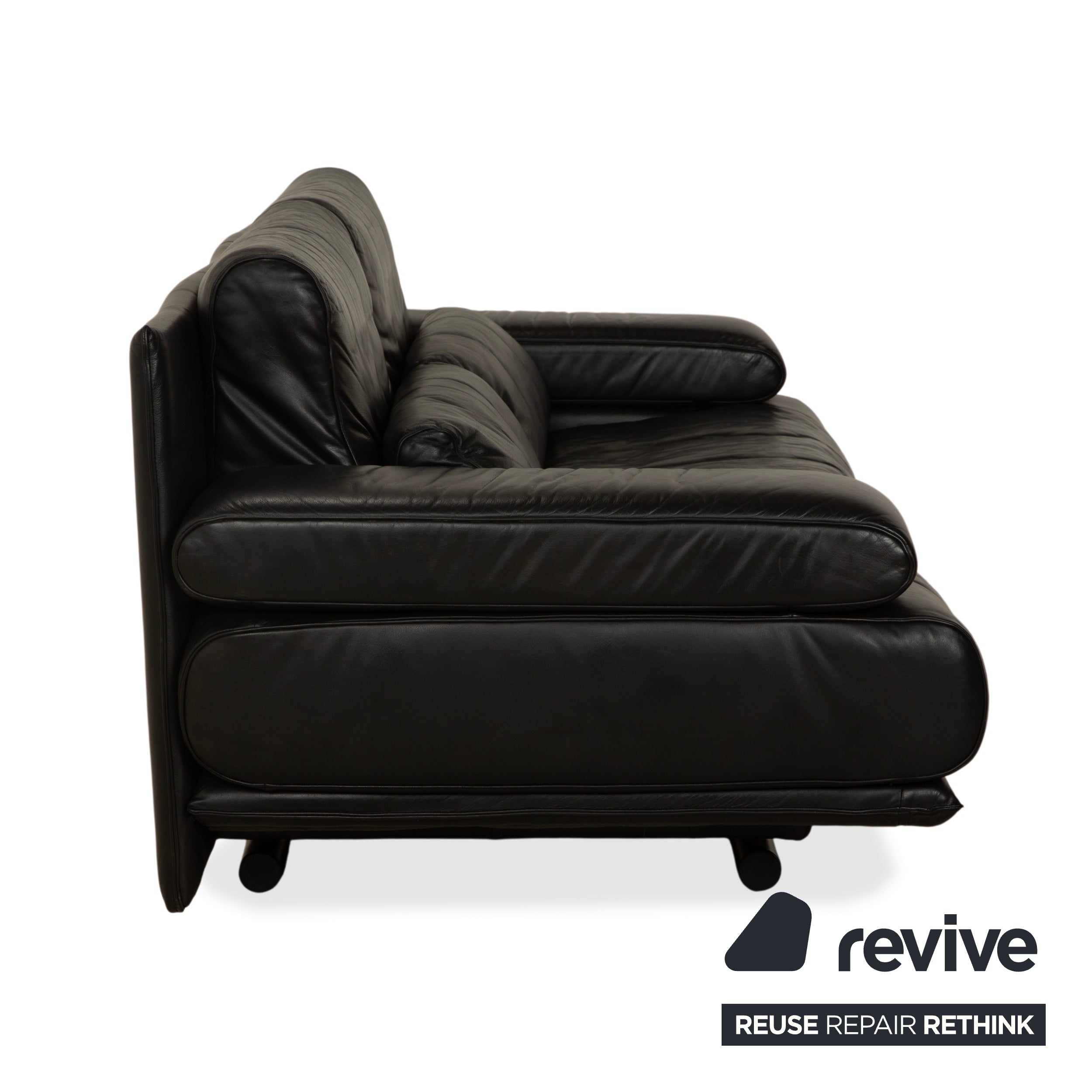 Rolf Benz 6500 Leder Zweisitzer Schwarz Sofa Couch manuelle Funktion