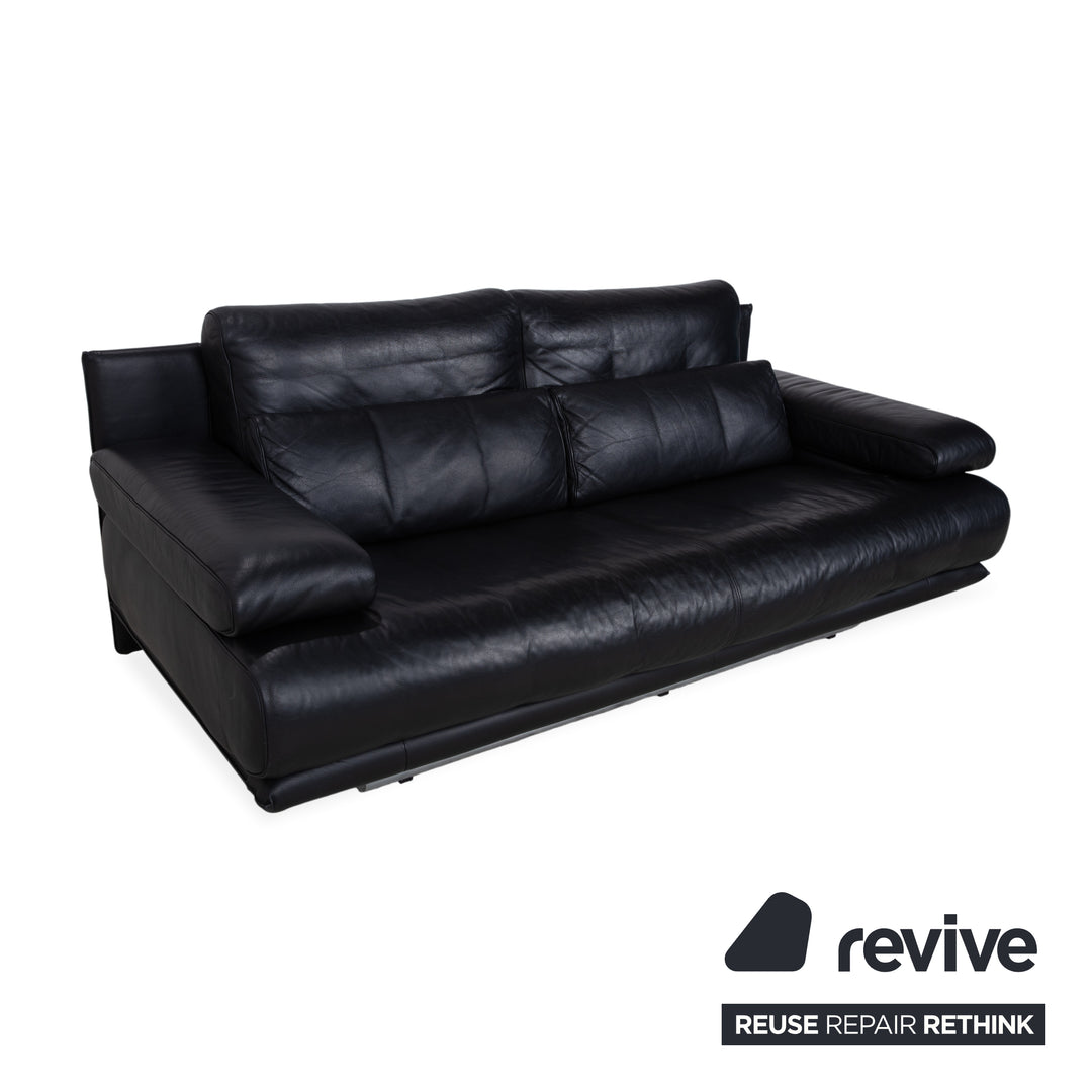 Rolf Benz 6500 canapé deux places en cuir noir fonction manuelle