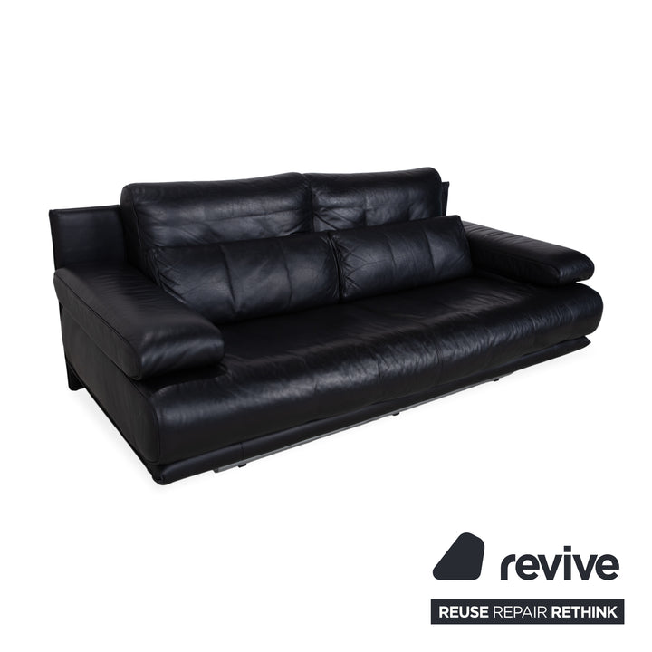 Rolf Benz 6500 canapé deux places en cuir noir fonction manuelle