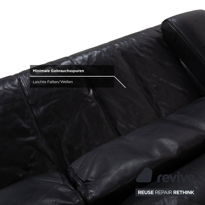 Rolf Benz 6500 Leder Zweisitzer Schwarz Sofa Couch manuelle Funktion