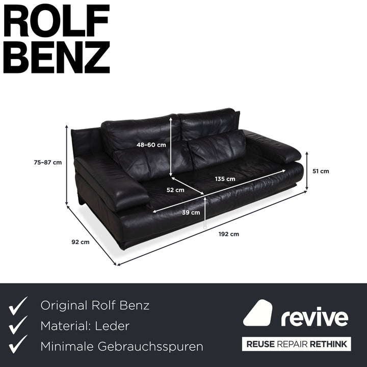 Rolf Benz 6500 Leder Zweisitzer Schwarz Sofa Couch manuelle Funktion