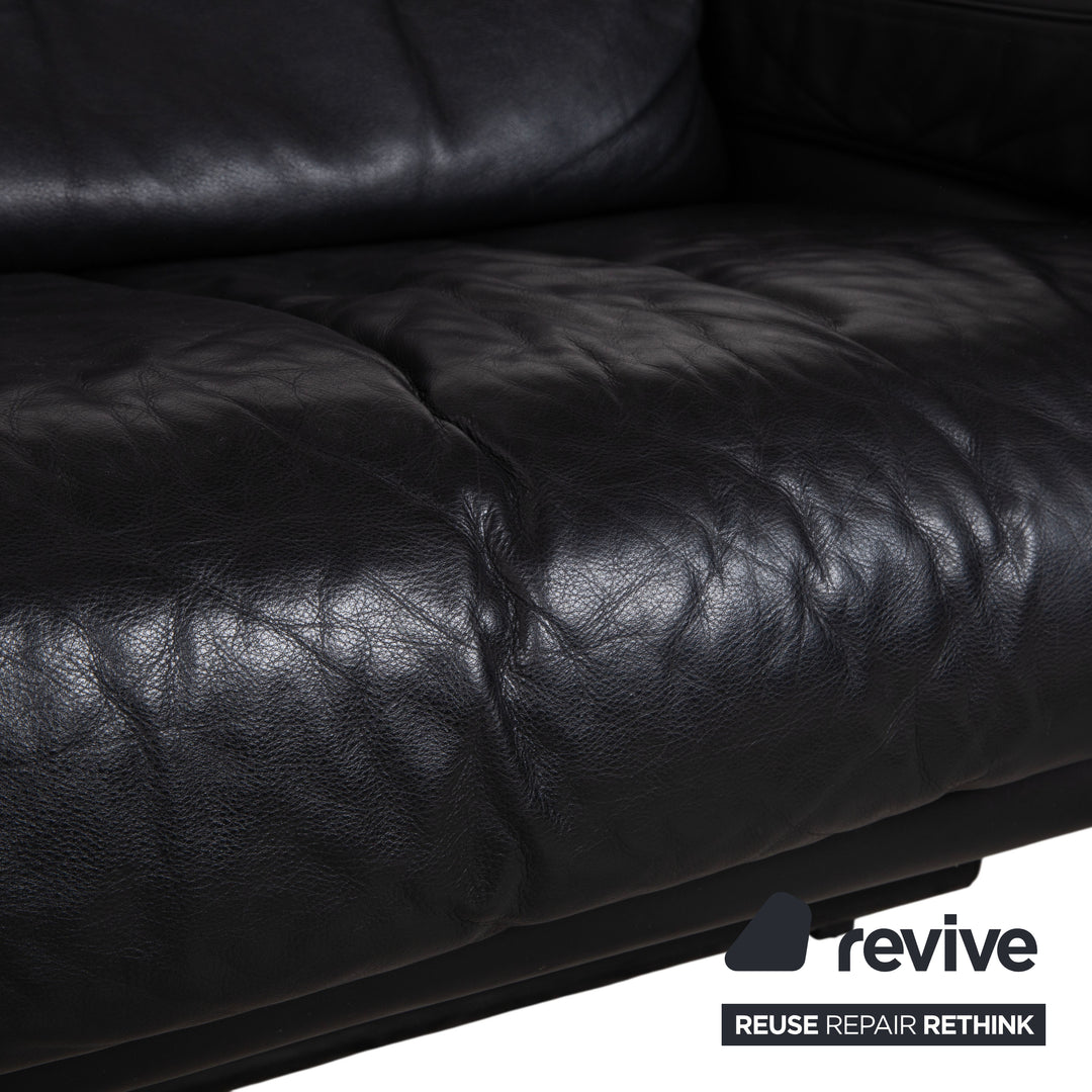 Rolf Benz 6500 Leder Zweisitzer Schwarz Sofa Couch manuelle Funktion