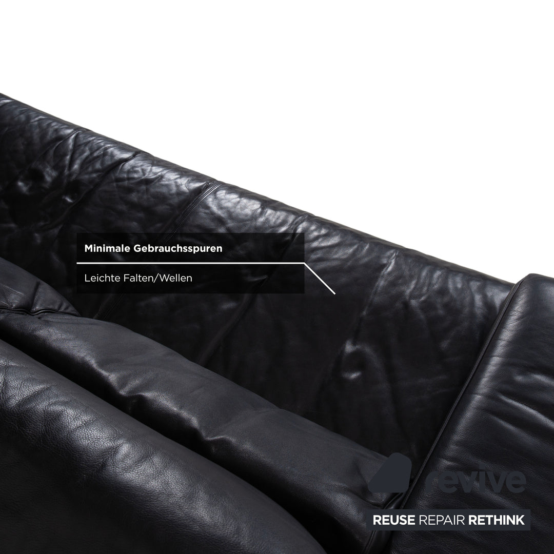 Rolf Benz 6500 Leder Zweisitzer Schwarz Sofa Couch manuelle Funktion