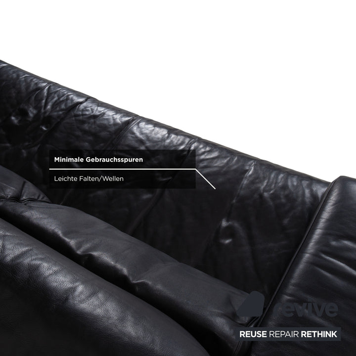 Rolf Benz 6500 Leder Zweisitzer Schwarz Sofa Couch manuelle Funktion