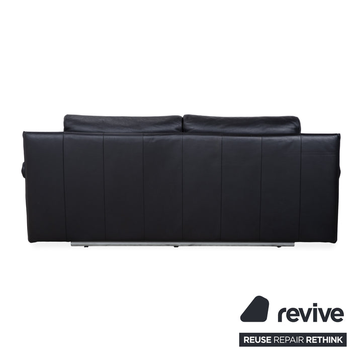 Rolf Benz 6500 canapé deux places en cuir noir fonction manuelle
