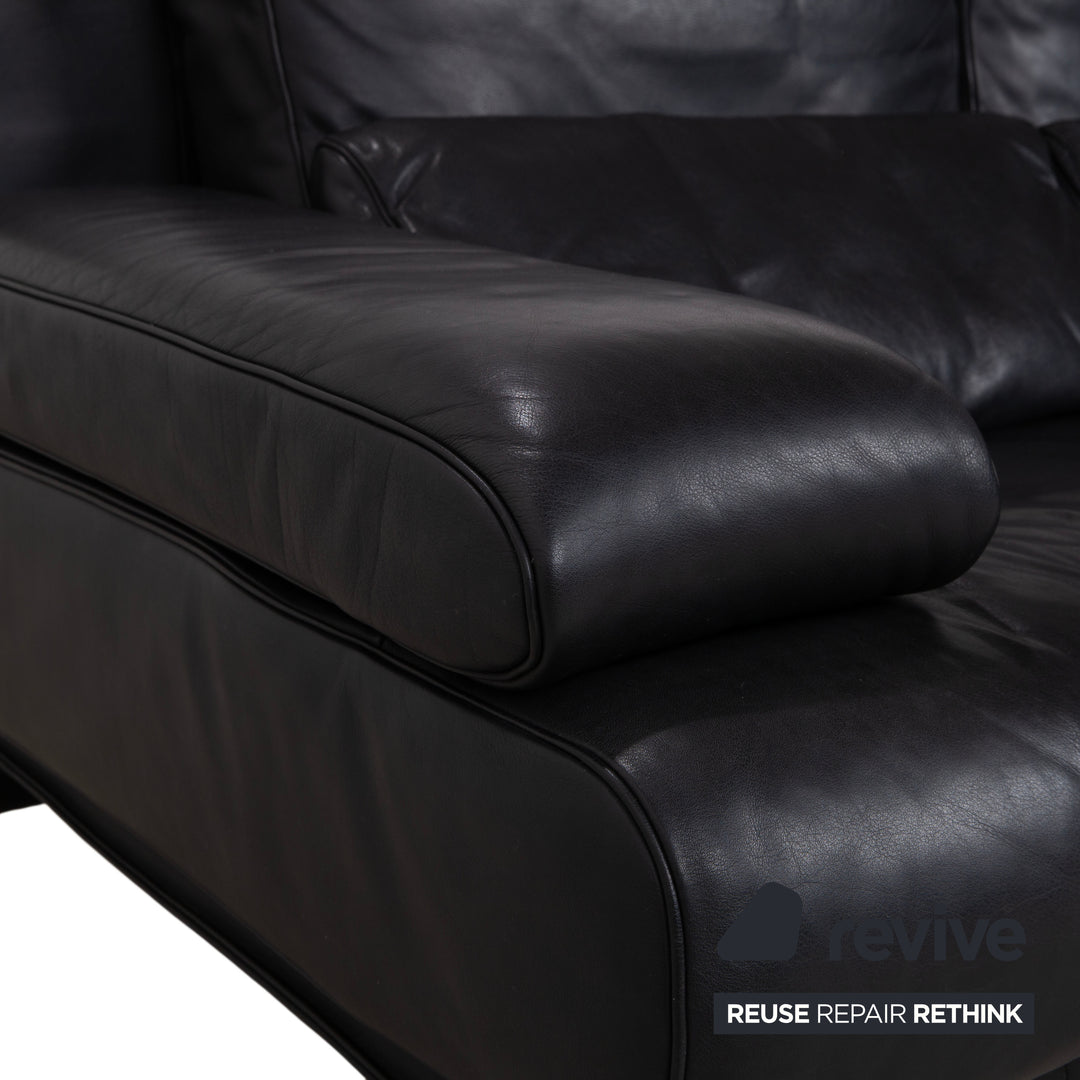Rolf Benz 6500 Leder Zweisitzer Schwarz Sofa Couch manuelle Funktion