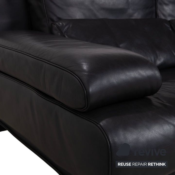 Rolf Benz 6500 Leder Zweisitzer Schwarz Sofa Couch manuelle Funktion