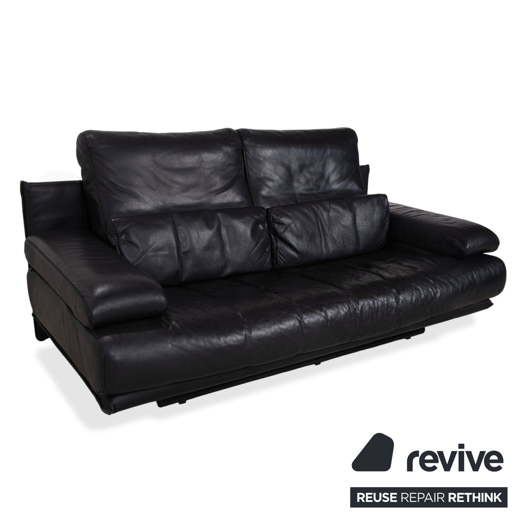 Rolf Benz 6500 Leder Zweisitzer Schwarz Sofa Couch manuelle Funktion