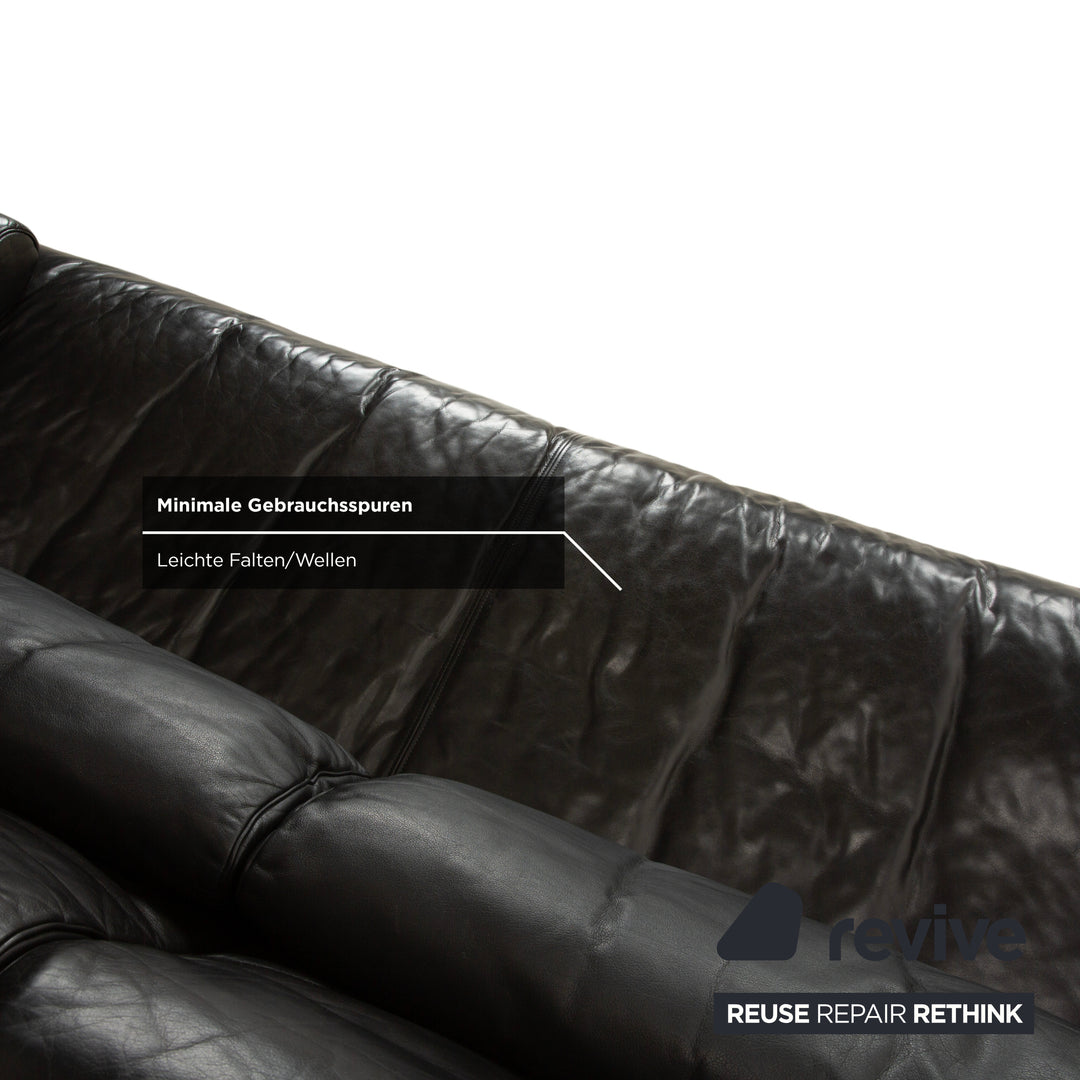 Rolf Benz 6500 Leder Zweisitzer Schwarz Sofa Couch manuelle Funktion