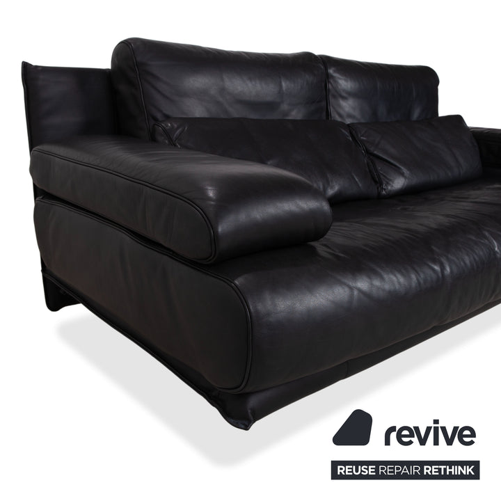 Rolf Benz 6500 Leder Zweisitzer Schwarz Sofa Couch manuelle Funktion