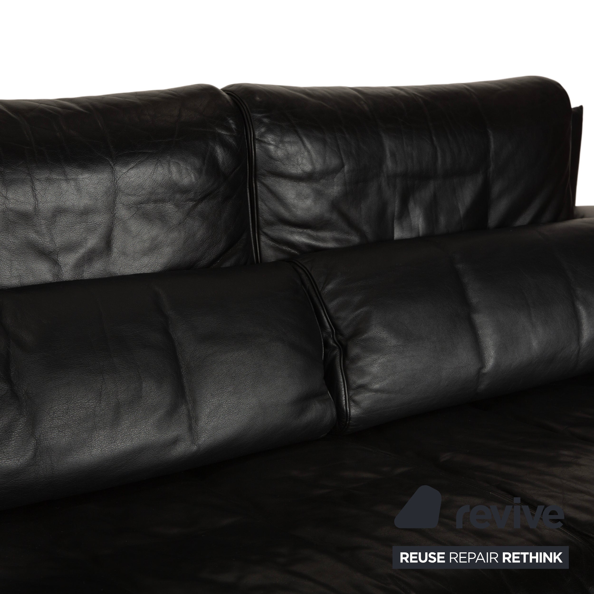 Rolf Benz 6500 Leder Zweisitzer Schwarz Sofa Couch manuelle Funktion
