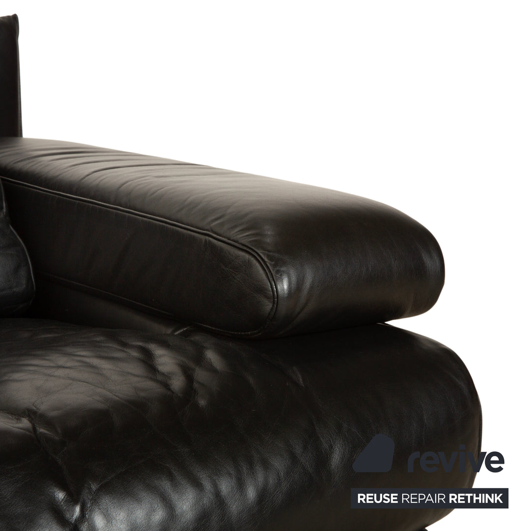 Rolf Benz 6500 Leder Zweisitzer Schwarz Sofa Couch manuelle Funktion