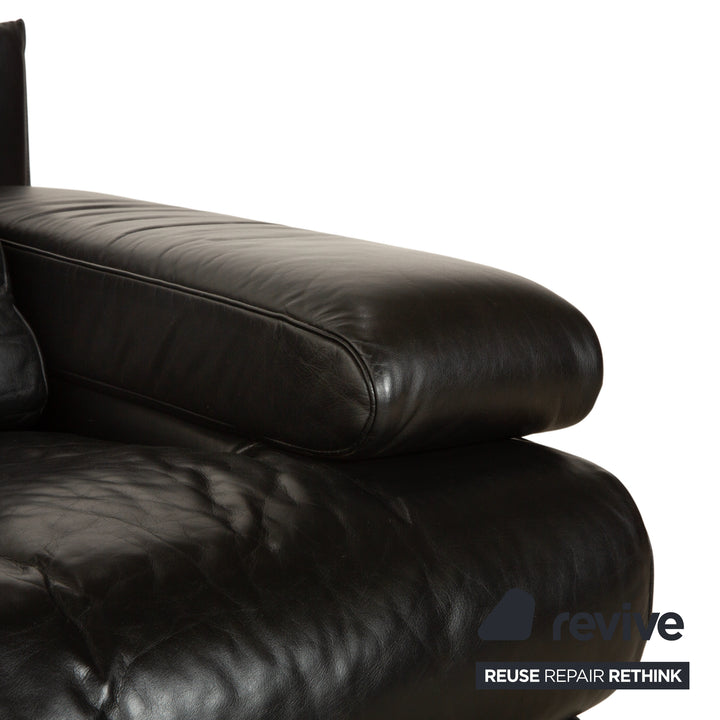 Rolf Benz 6500 Leder Zweisitzer Schwarz Sofa Couch manuelle Funktion