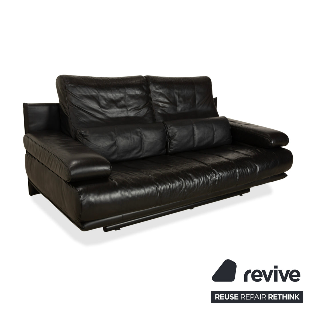 Rolf Benz 6500 canapé deux places en cuir noir fonction manuelle