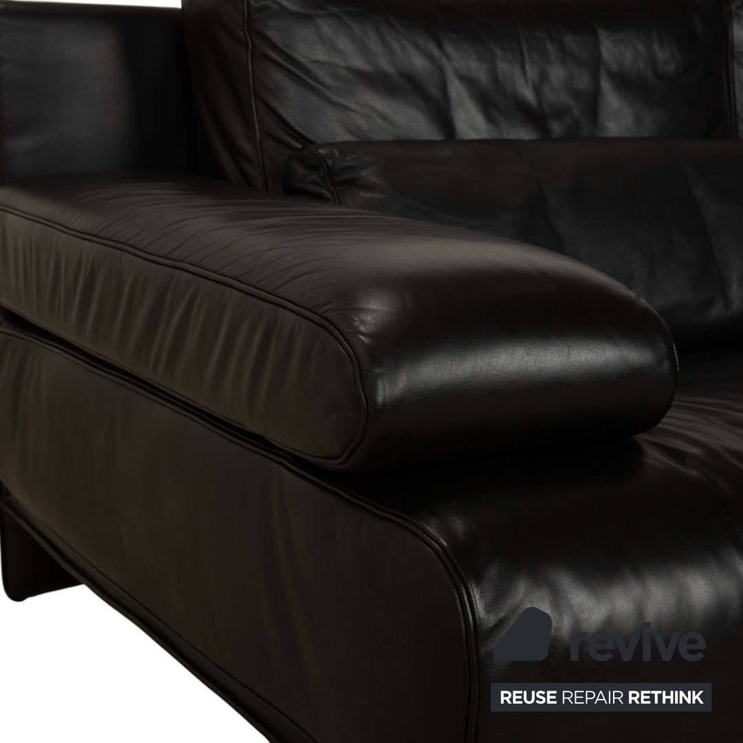 Rolf Benz 6500 Leder Zweisitzer Schwarz Sofa Couch manuelle Funktion