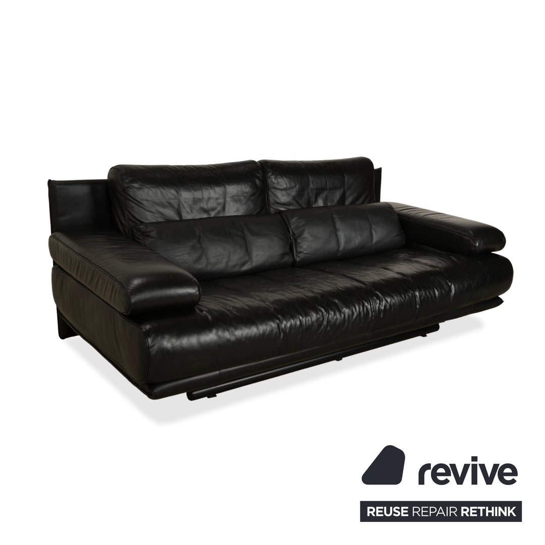 Rolf Benz 6500 canapé deux places en cuir noir fonction manuelle