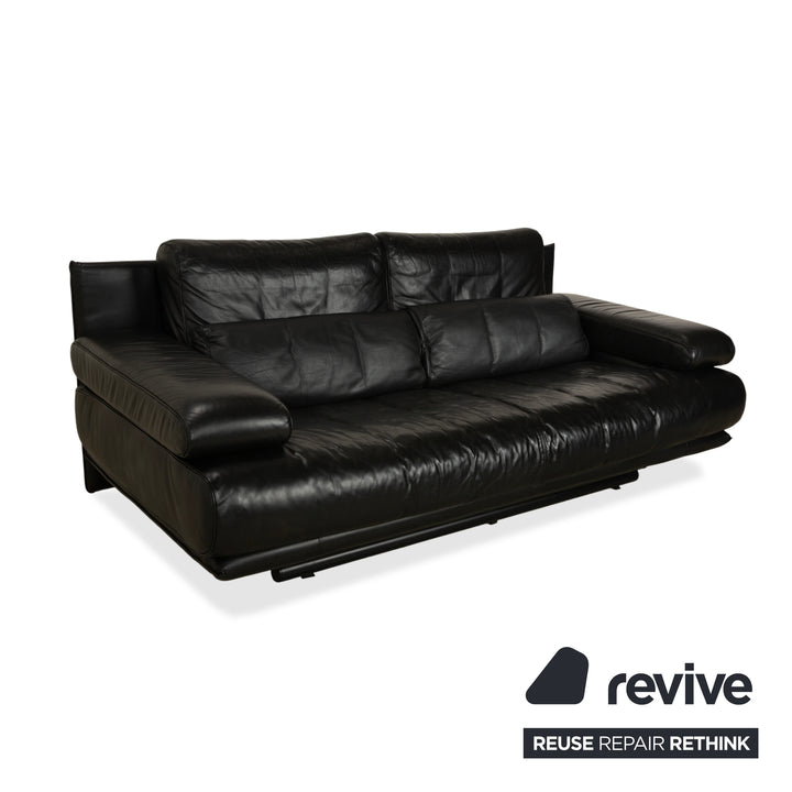 Rolf Benz 6500 canapé deux places en cuir noir fonction manuelle