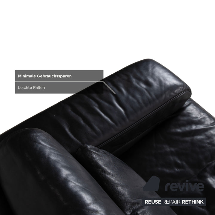 Rolf Benz 6500 Leder Zweisitzer Schwarz Sofa Couch manuelle Funktion