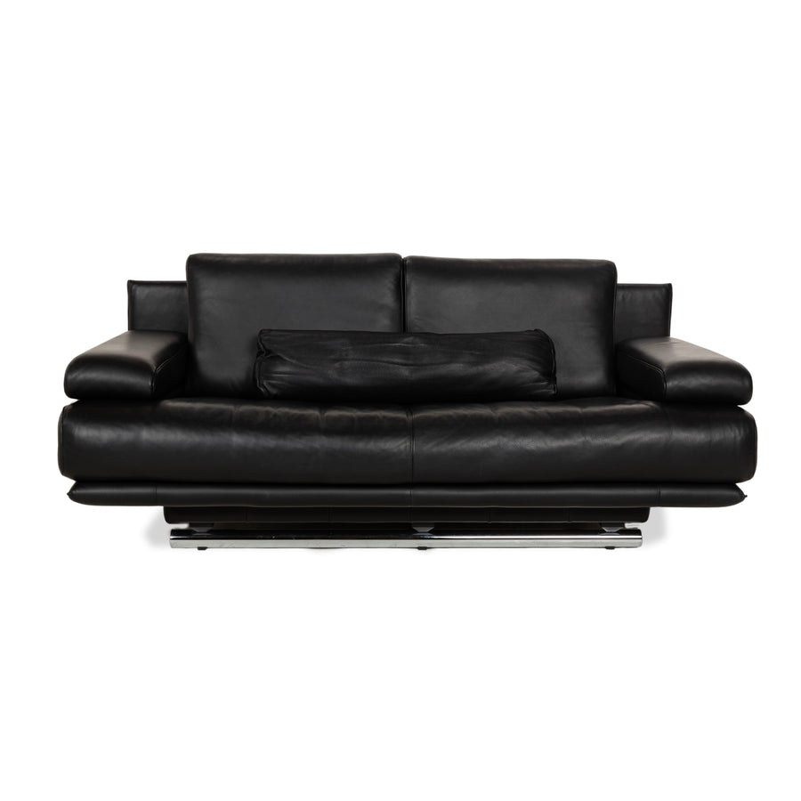 Rolf Benz 6500 leather two-seater black sofa couch