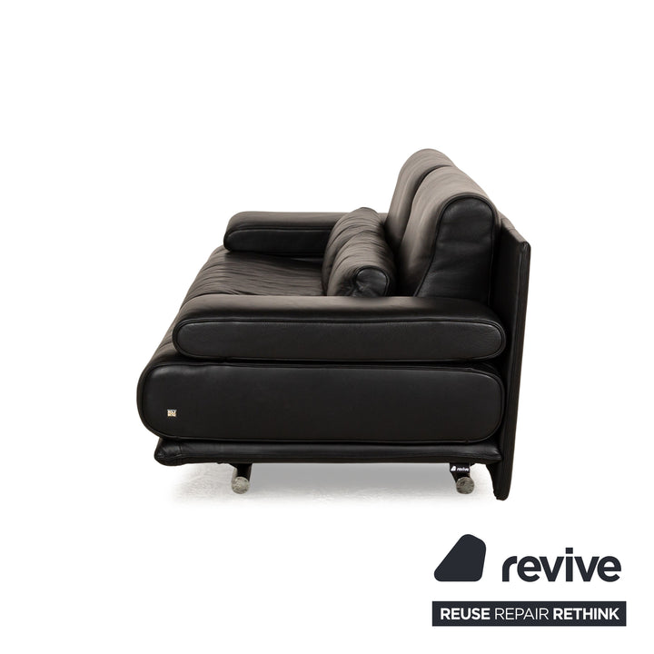 Rolf Benz 6500 leather two-seater black sofa couch