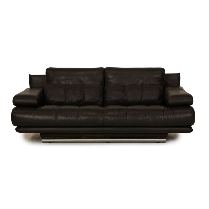 Rolf Benz 6500 leather two-seater black sofa couch