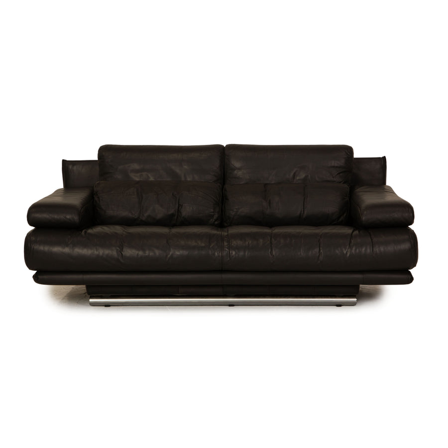 Rolf Benz 6500 leather two-seater black sofa couch
