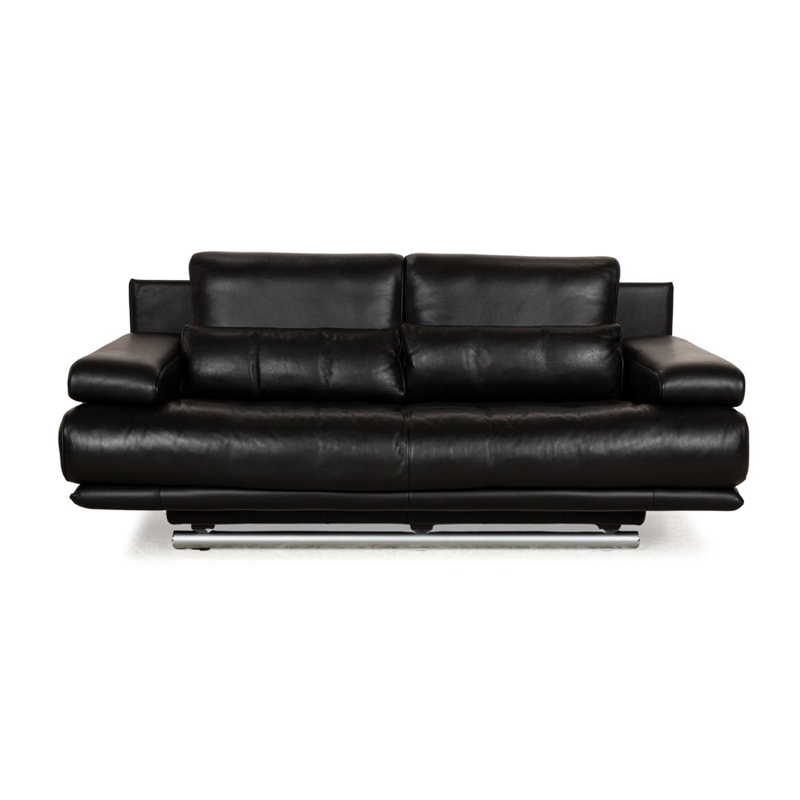 Rolf Benz 6500 leather two-seater black sofa couch