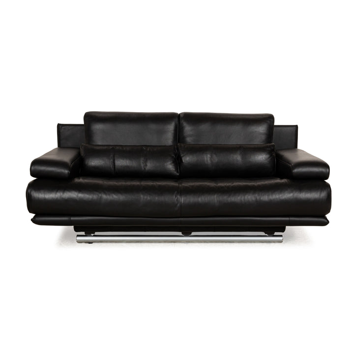 Rolf Benz 6500 leather two-seater black sofa couch