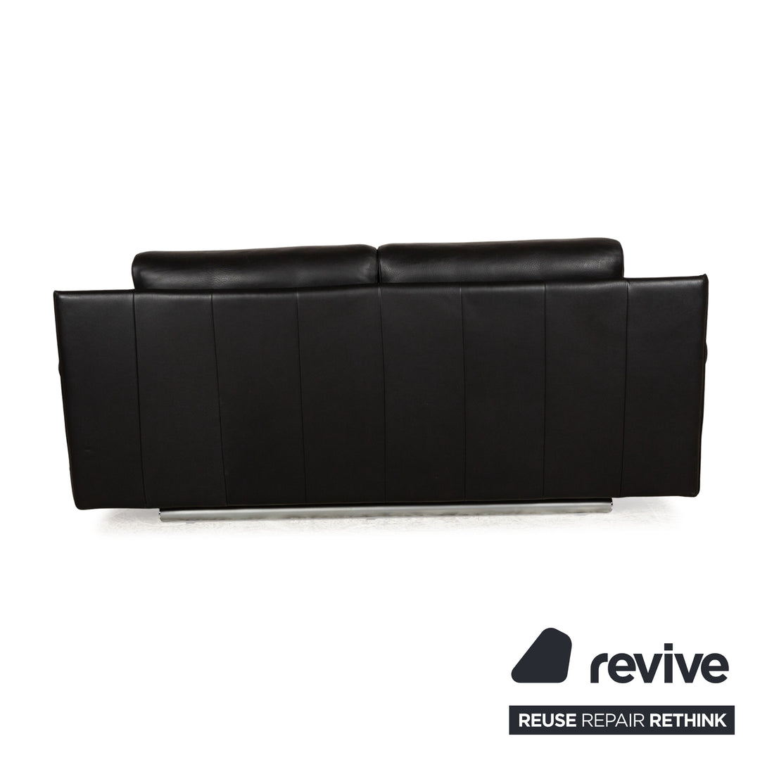 Rolf Benz 6500 leather two-seater black sofa couch