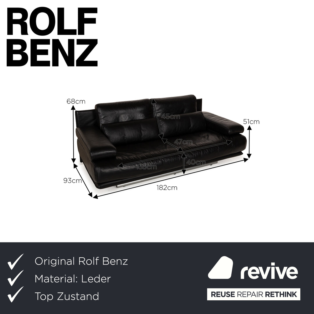 Rolf Benz 6500 Leder Zweisitzer Schwarz