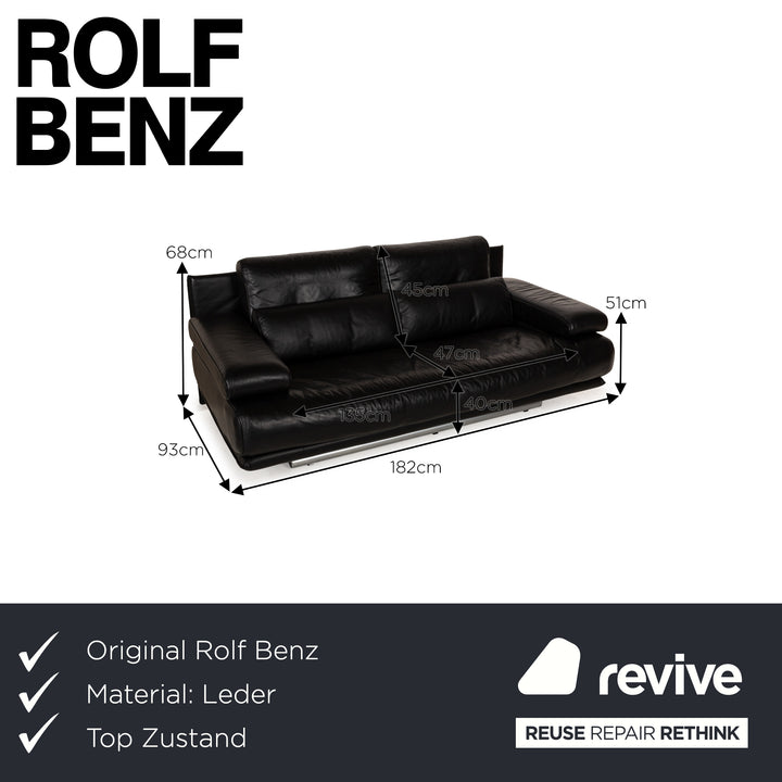 Rolf Benz 6500 Leather Two-Seater Black